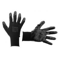 Рукавичка трикотажна, синтетична, чорного кольору, з нітриловим покриттям, 10" INTERTOOL SP-0103