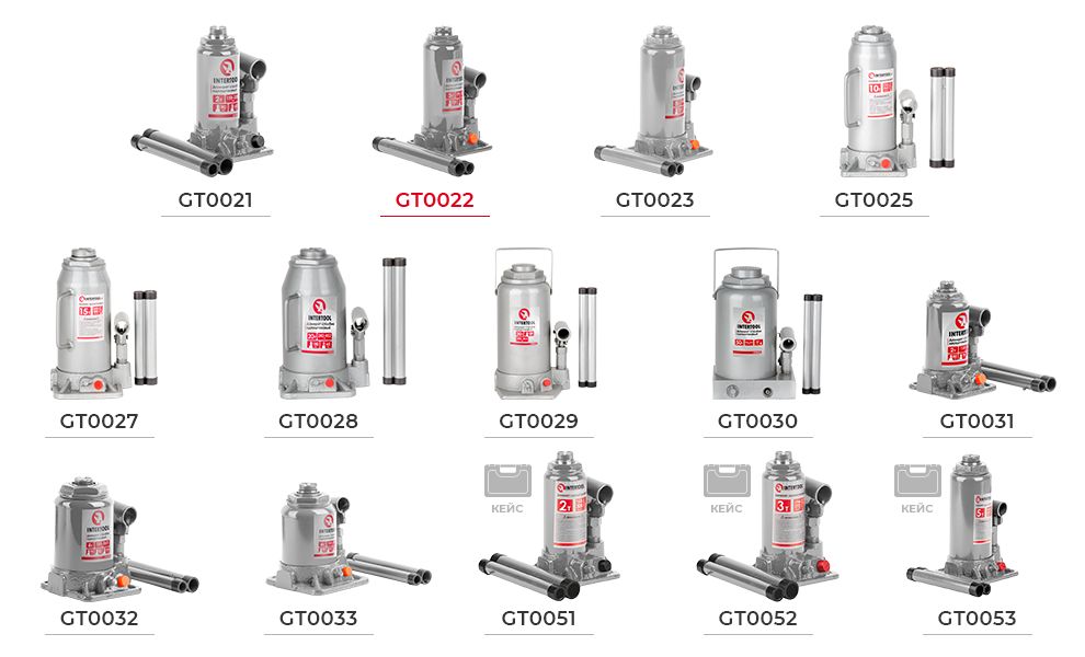 Модельний ряд пляшкових домкратів