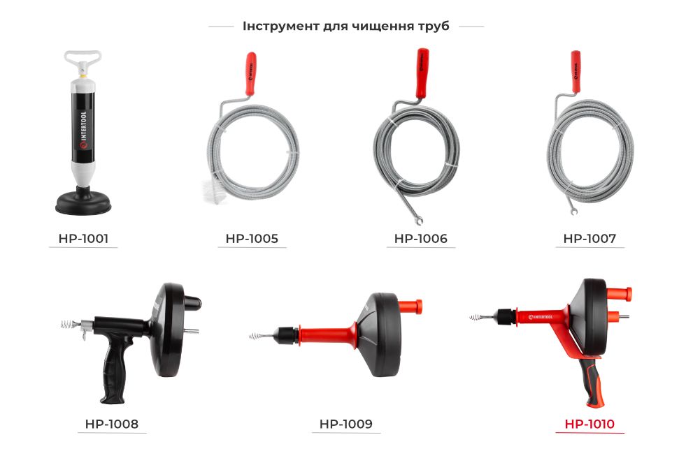Лінійка інструментів для чищення труб