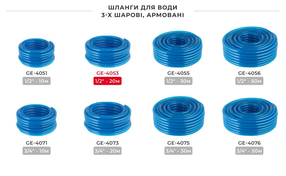 Лінійка шлангів в бухтах 3-х шарових