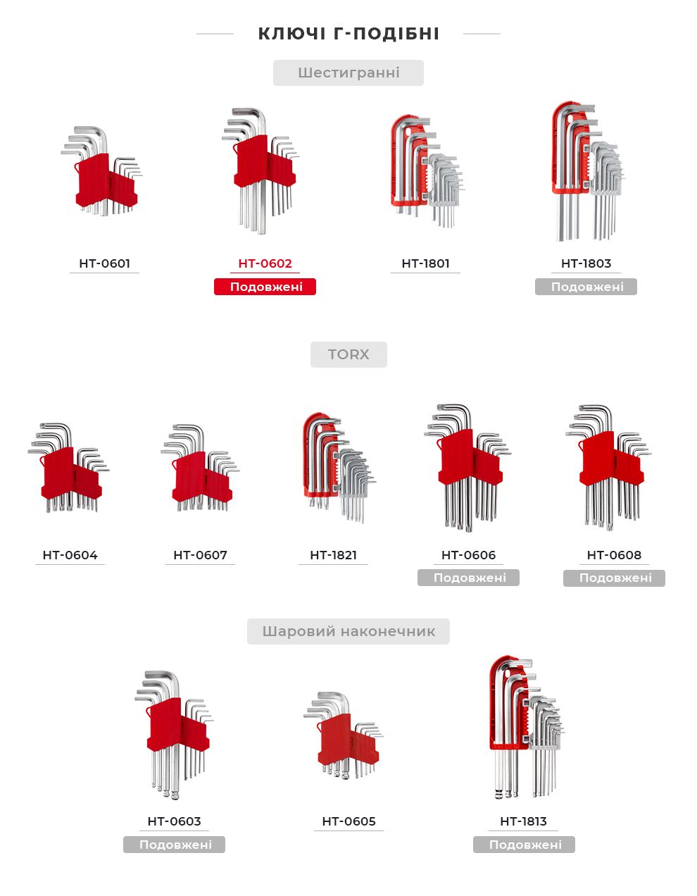 Лінійка наборів Г-образних шестигранних ключів