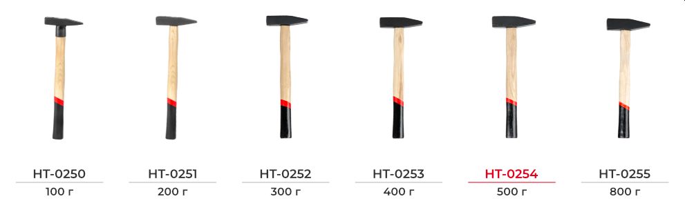 Лінійка молотків з дерев'яними ручками