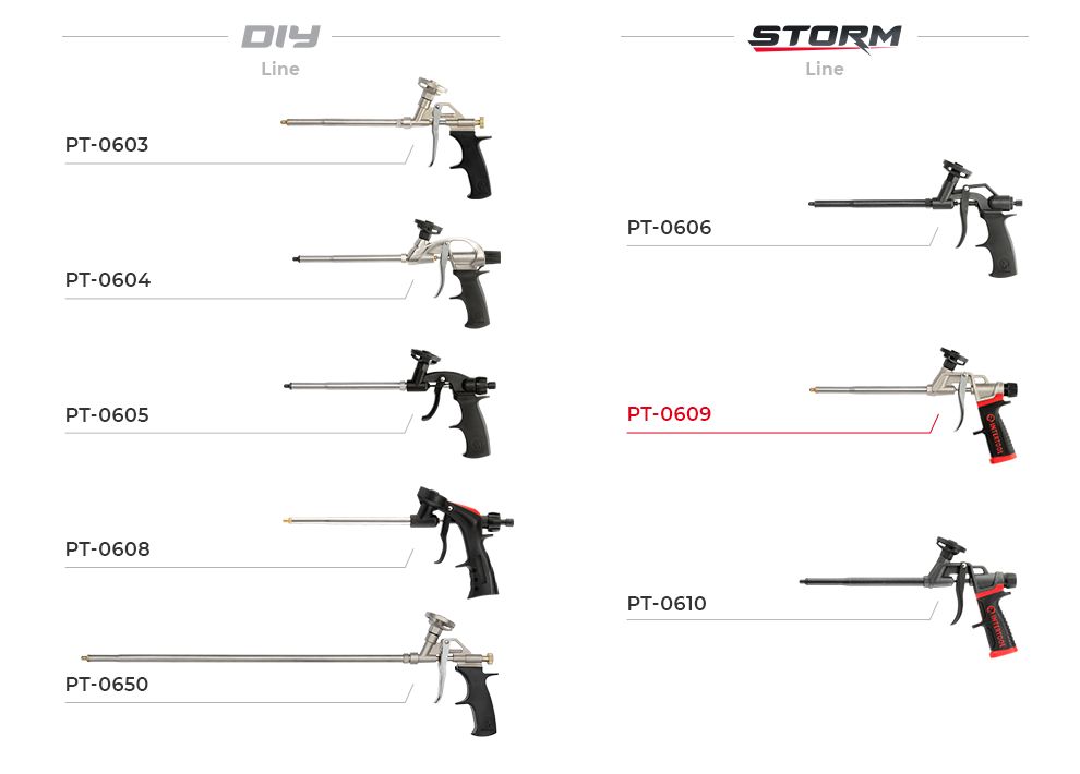 Линейки пистолетов для пены