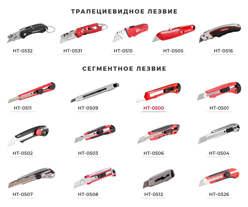 Ассортимент прорезных ножей