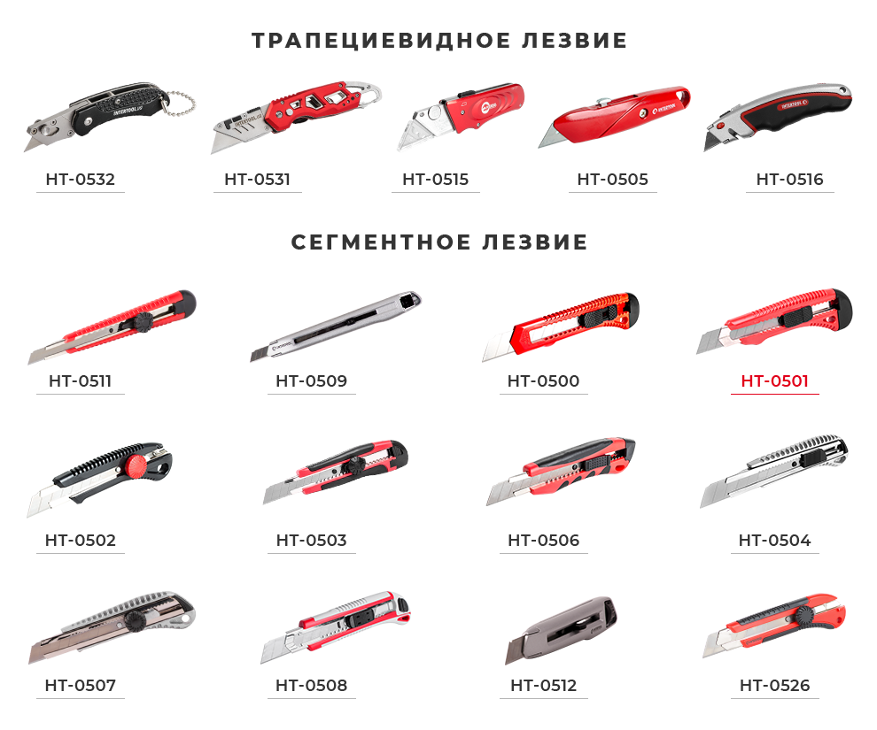 Ассортимент прорезных ножей