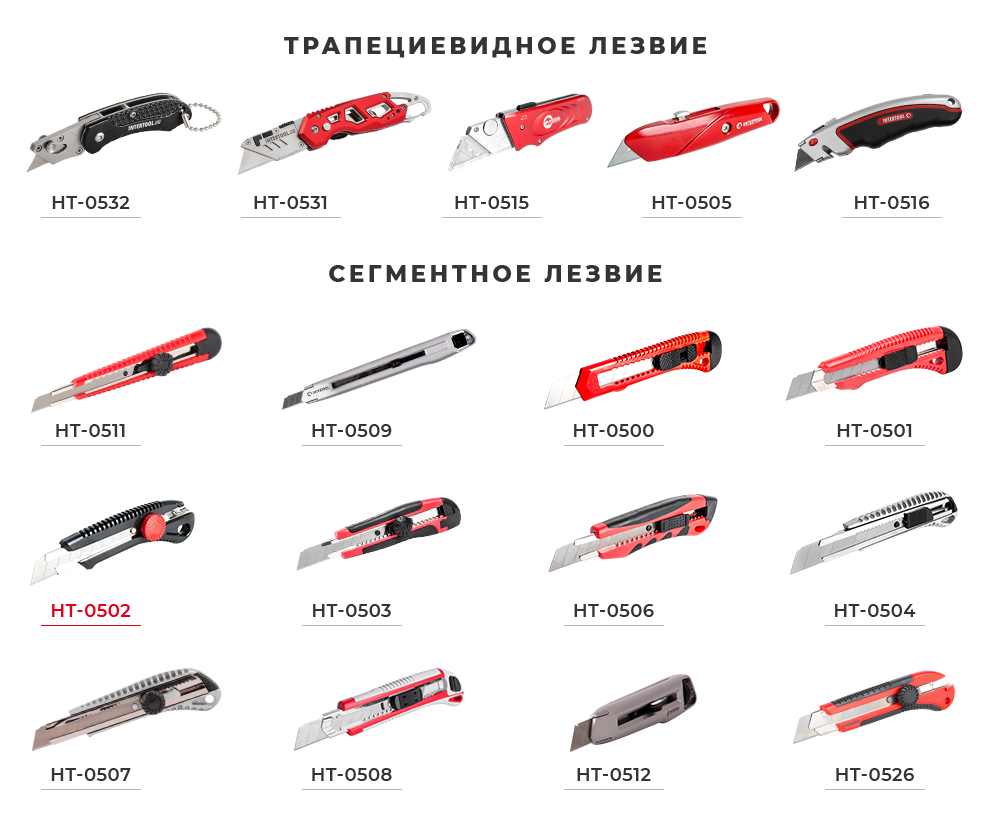 Ассортимент прорезных ножей