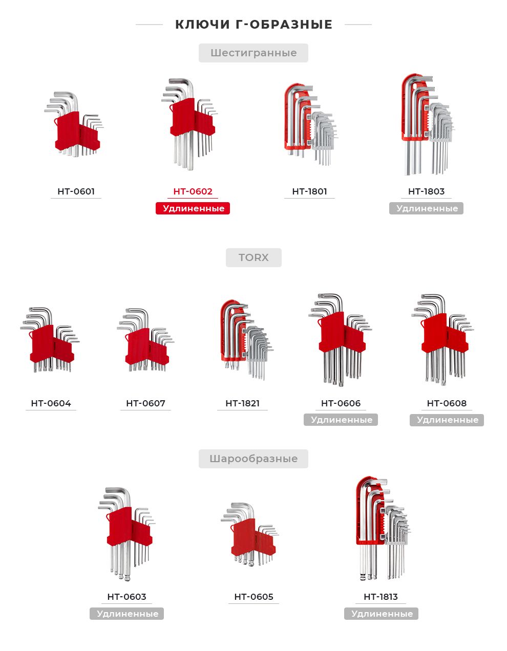 Лінійка наборів Г-образних шестигранних ключів