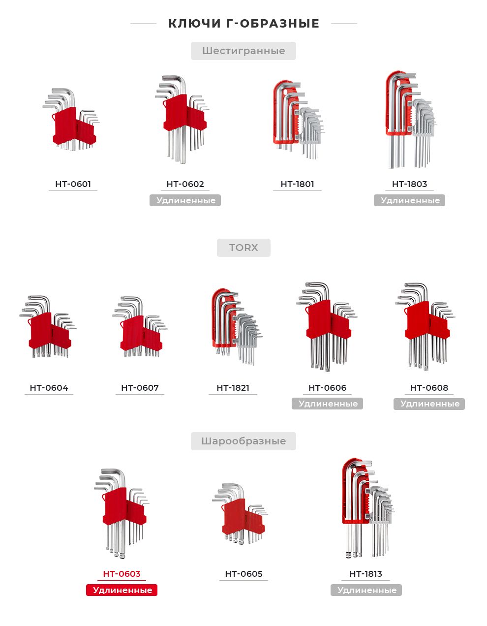 Лінійка наборів Г-образних шестигранних ключів