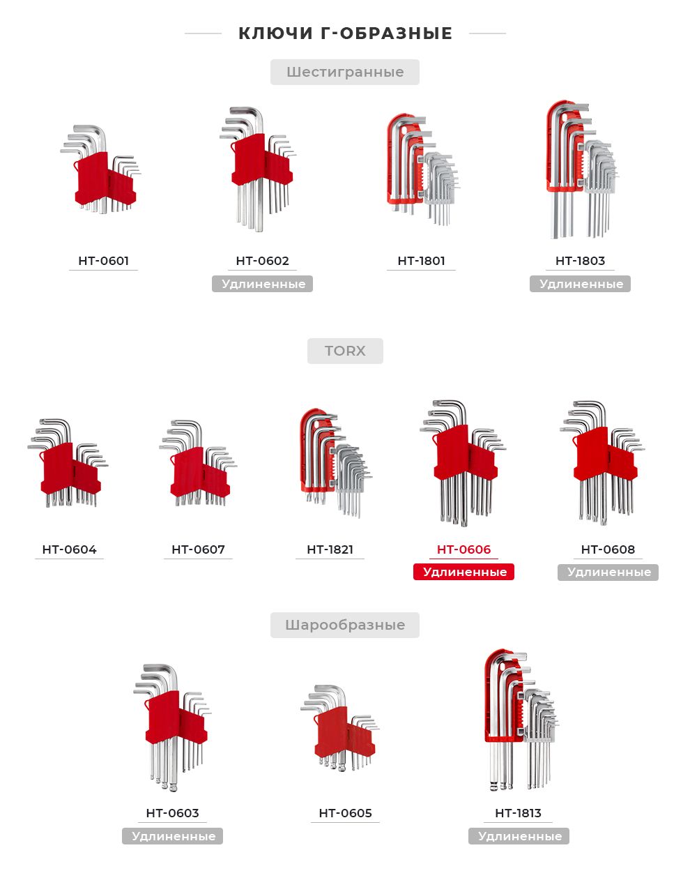 Лінійка наборів Г-образних шестигранних ключів