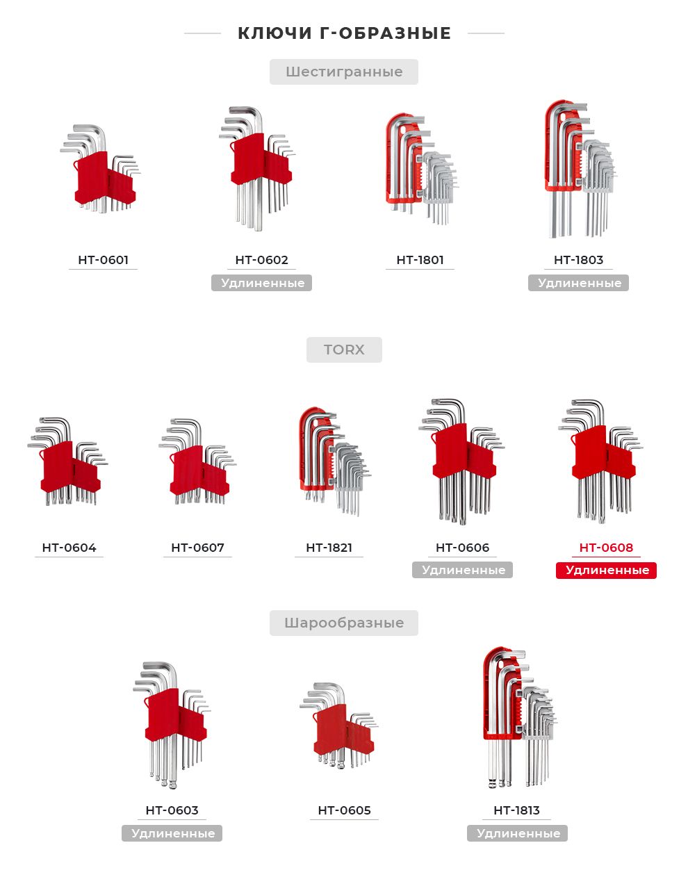 Лінійка наборів Г-образних шестигранних ключів