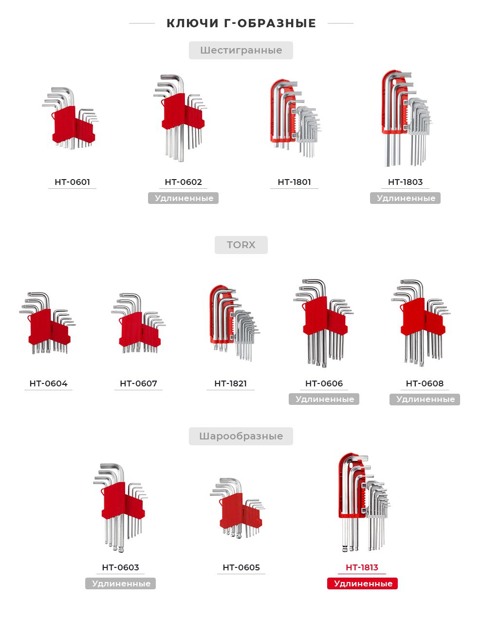 Лінійка наборів Г-образних шестигранних ключів