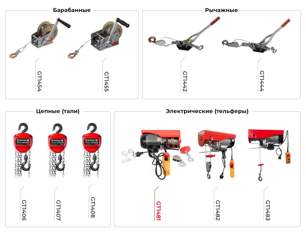Линейка лебедок