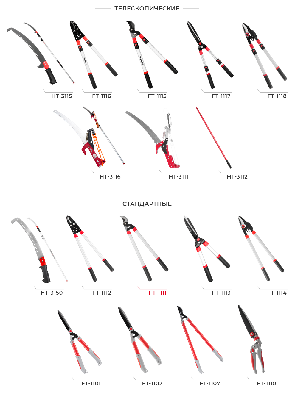 Линейка садовых веткорезов