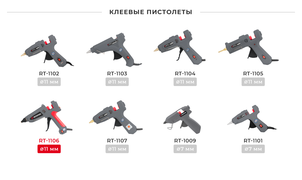 Линейка клеевых пистолетов