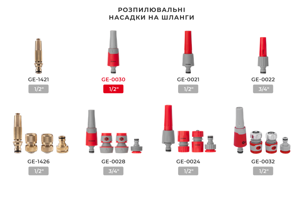 Лінійка насадок для розпилення