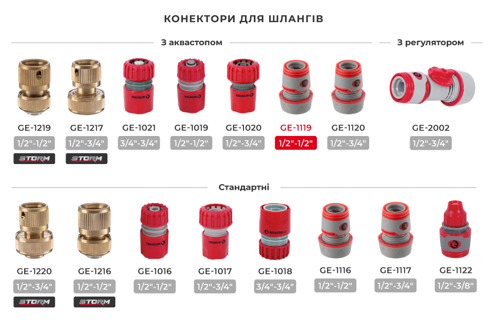 Лінійка конекторів для шланга 